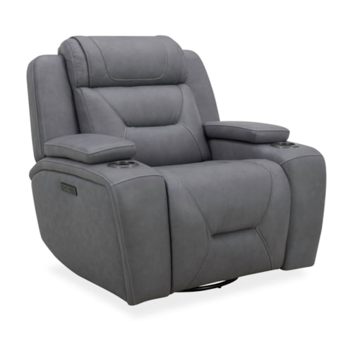 Casual Power Swivel Glide Recliner with LED-Lit Cupholders
