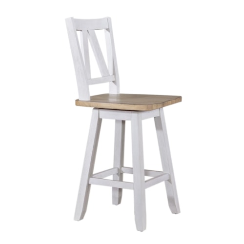 Farmhouse Two-Toned Counter Height Swivel Chair