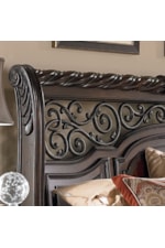 Liberty Furniture Arbor Place Traditional Queen Sleigh Bed with Unique Scrolled Headboard