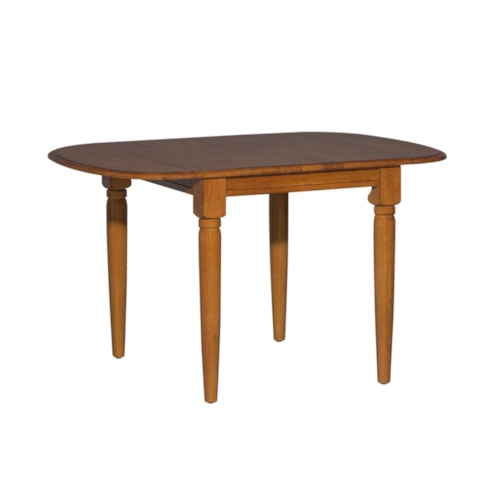 Transitional Dinette Table with Two Drop Down Leaves and Turned Legs