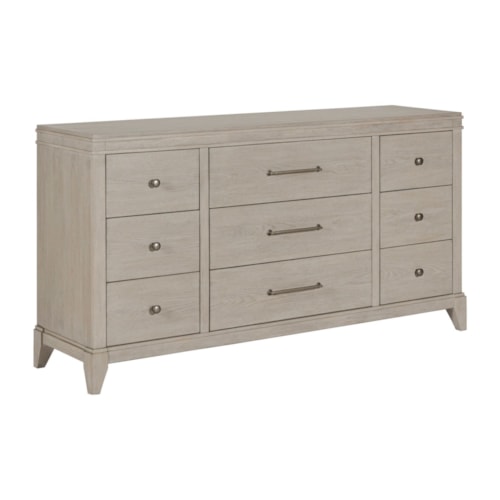 Transitional 9-Drawer Dresser with Felt-Lined Top Drawer