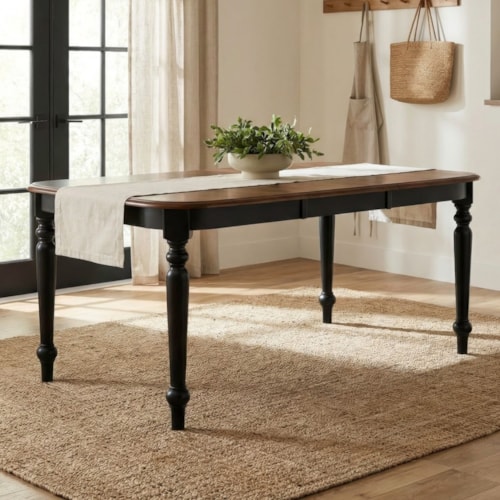 Transitional Dining Table with Turned Legs
