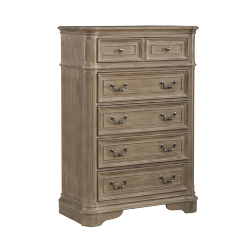 Traditional 5-Drawer Chest with Felt-Lined Top Drawer