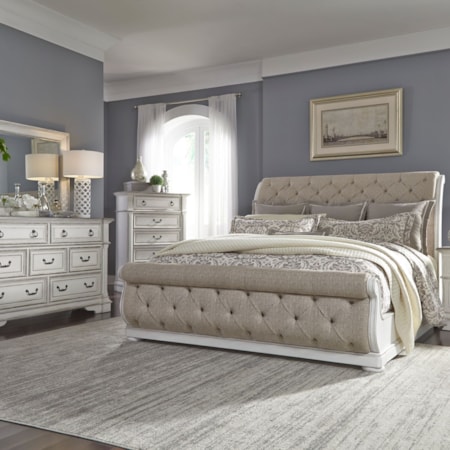 4-Piece Upholstered King Sleigh Bedroom Set
