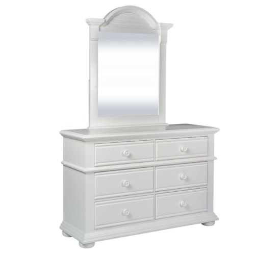 Cottage 6-Drawer Dresser & Arched Mirror