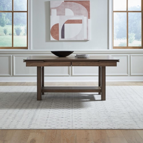 Transitional Trestle Table with Two 12" Refractory Leaves