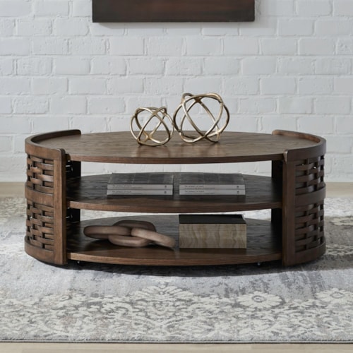 Contemporary Oval 2-Shelf Cocktail Table with Casters