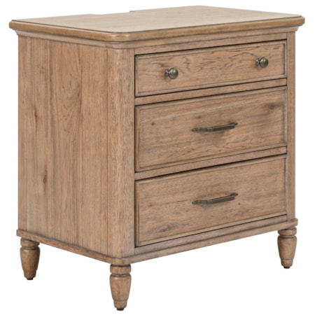 Three-Drawer Nightstand w/Charging Station