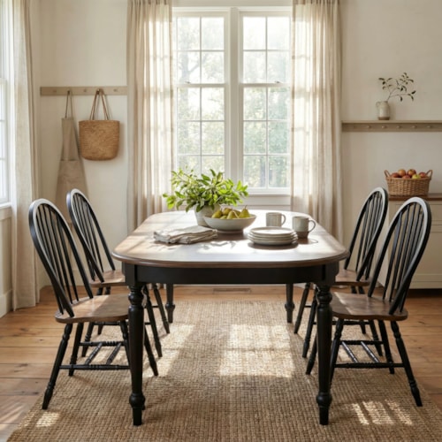 Transitional 5-Piece Dining Set with Leaves