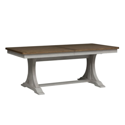 Farmhouse Reimagined Trestle Table with 18" Removable Leaf