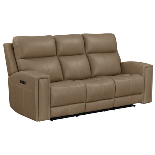 Transitional Power Recline Sofa with Power Headrest