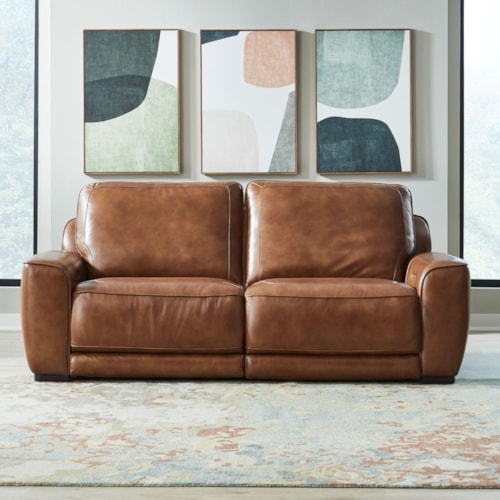 Transitional Leather Sofa with Independent Controls