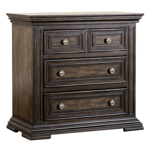Relaxed Vintage 3-Drawer Nightstand with Charging Port