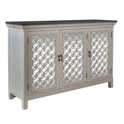Transitional 3-Door Accent Cabinet with Interior Shelf
