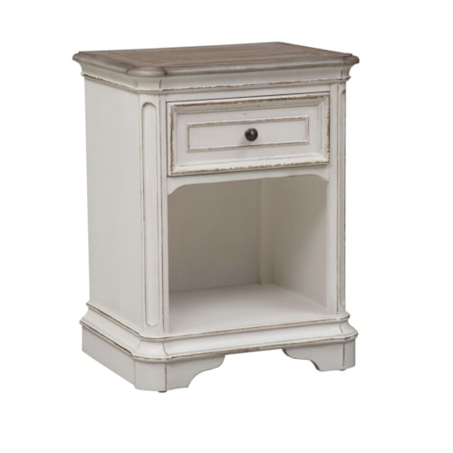 Traditional 1 Drawer Nightstand with Fully Stained Interior Drawer