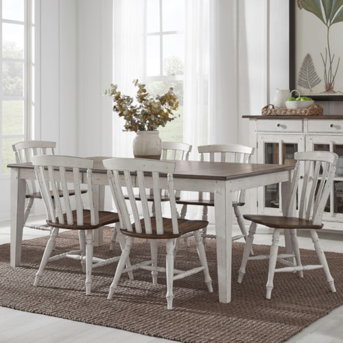 Farmhouse 7-Piece Dinette with Two-Tone Finish