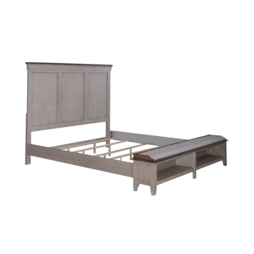 Farmhouse King Storage Bed with Upholstered Bench