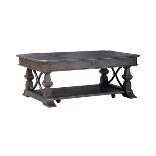Traditional Cocktail Table with Lower Shelf