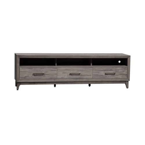 76 Inch TV Console in Driftwood Gray Finish