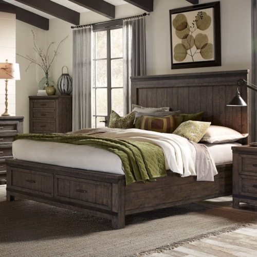 Transitional 2-Drawer Queen Storage Bed
