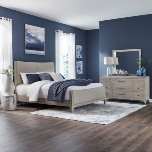 Transitional 3-Piece King Upholstered Bedroom Set