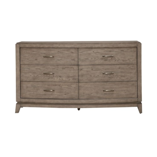 Transitional 6-Drawer Dresser with Felt-lined Top Drawers