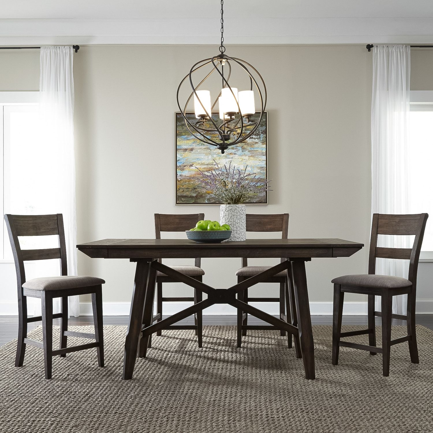 Liberty Furniture Double Bridge 5-Piece Counter-Height Gathering Table Set