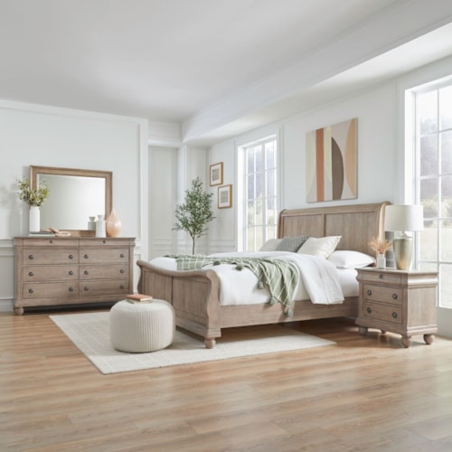 Rustic 4-Piece Queen Sleigh Bed Set