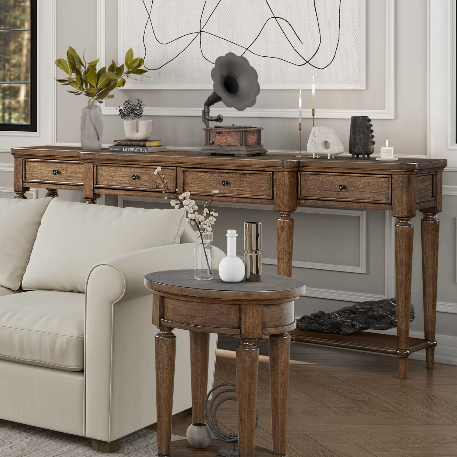 East Brooke Harrison Heights Breakfront Hall Console Table