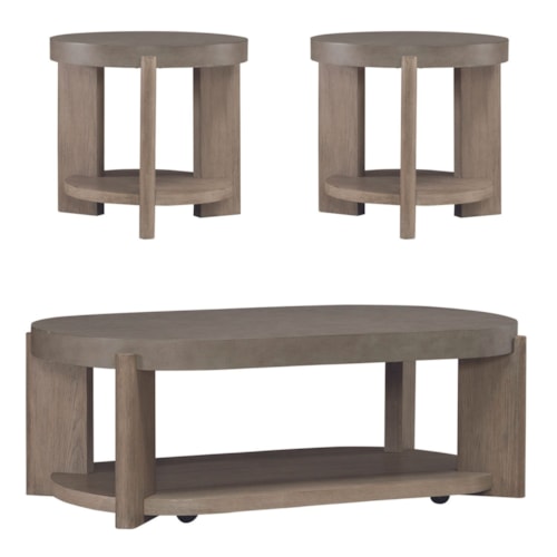 Contemporary 3-Piece Faux Concrete Occasional Set