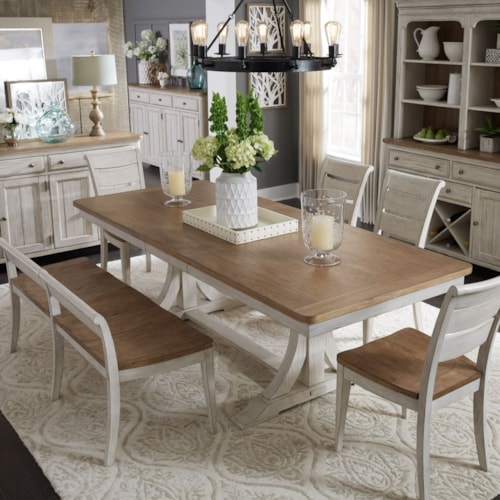 Farmhouse 6-Piece Trestle Table Set