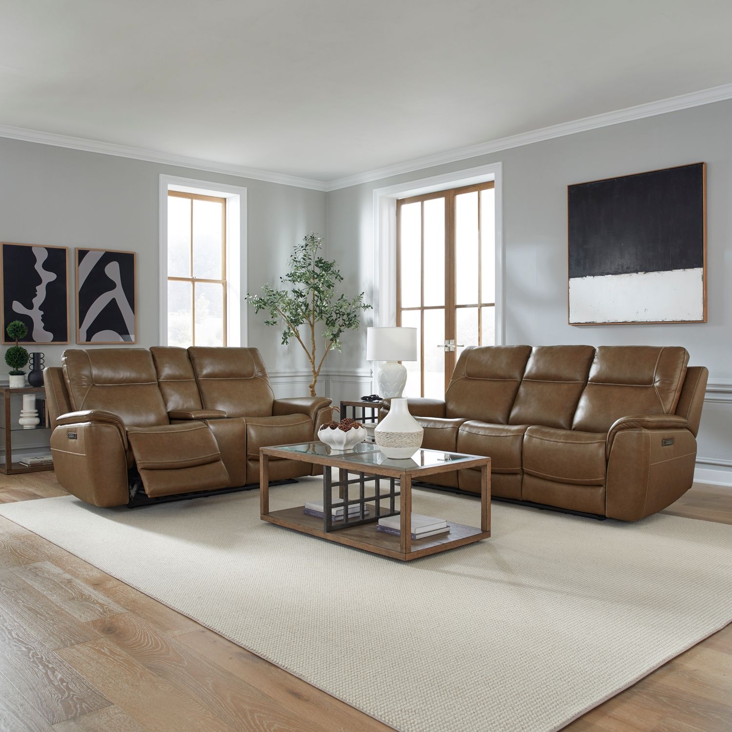 Power Reclining Sofa &amp; Loveseat Set
