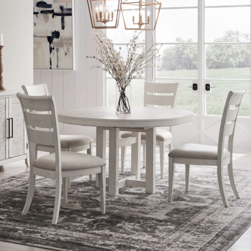Farmhouse 5-Piece Round Pedestal Table Set