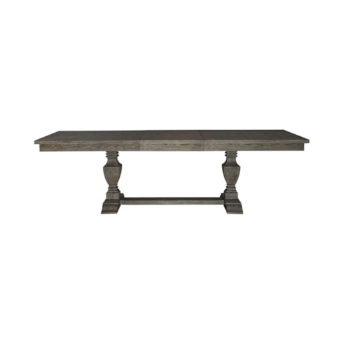 Transitional Trestle Dining Table with 24" Removable Leaf