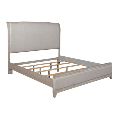 Contemporary King Upholstered Bed with Rolled Top