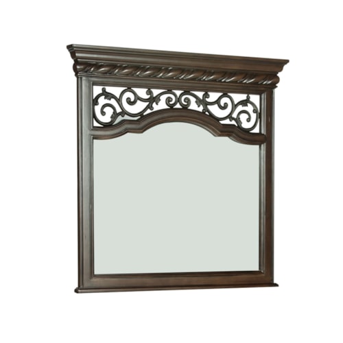 Landscape Mirror with Burnished Brass Metal Inserts