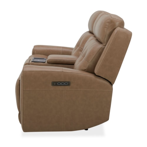 Casual Power Reclining Loveseat with Console and Cupholders