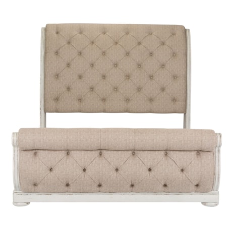 Upholstered California King Sleigh Bed