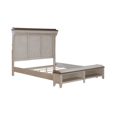 Farmhouse King Mantle Storage Bed with Touch LED Lights