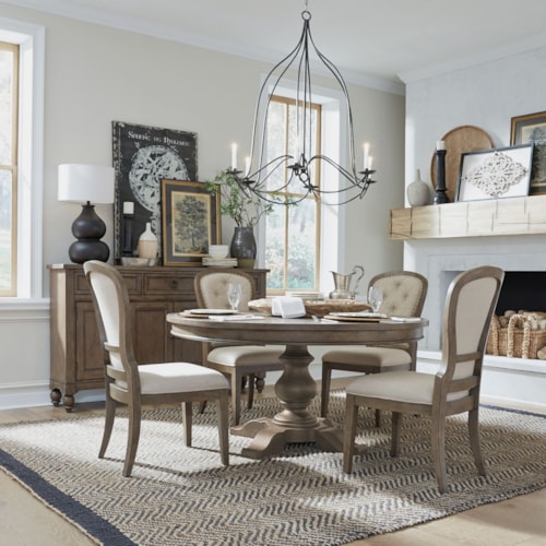 5-Piece Transitional Pedestal Dining Set