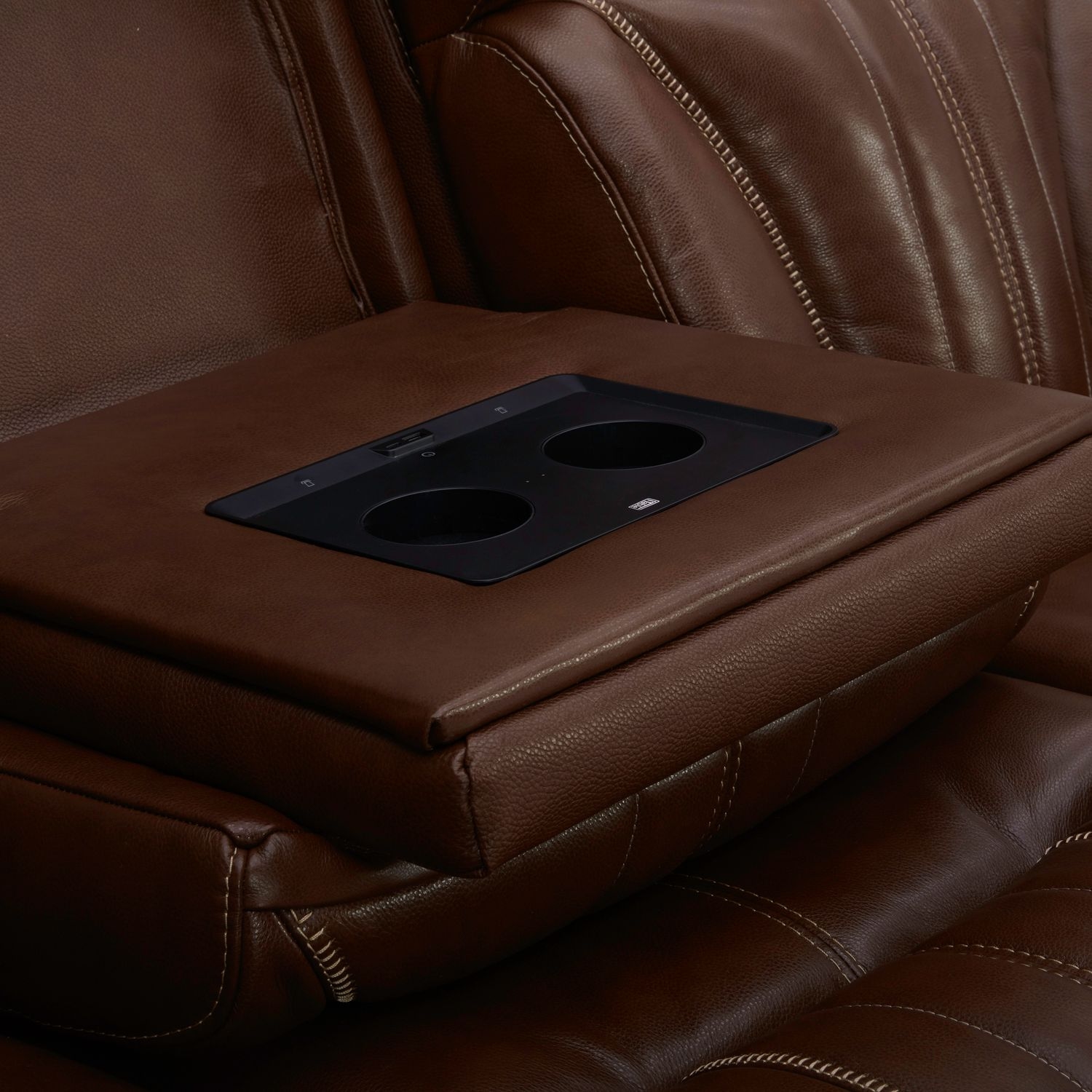 Liberty Furniture Caswell Power Reclining Leather Sofa w/BT Speakers