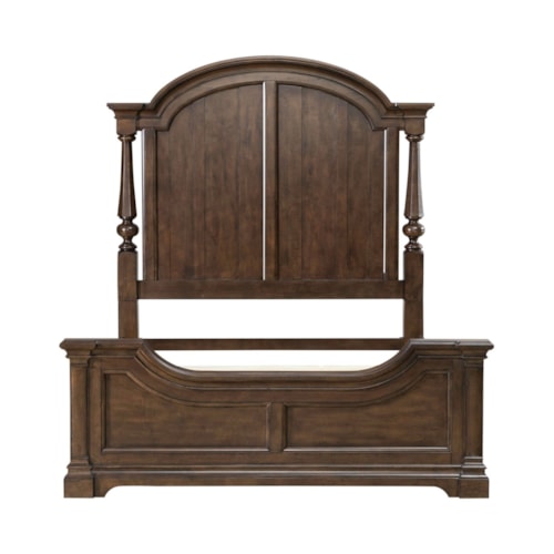 Transitional Queen Poster Bed with Center Support Slat System