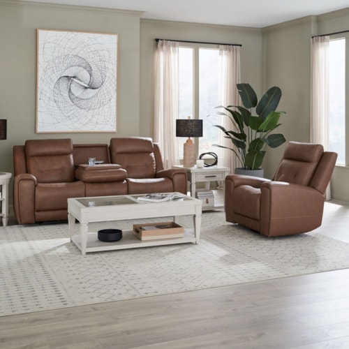 2-Piece Transitional Glider Living Room Set with Wireless Charging