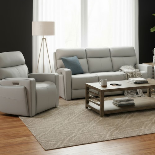 Contemporary 2-Piece Living Room Set with Powered Headrest