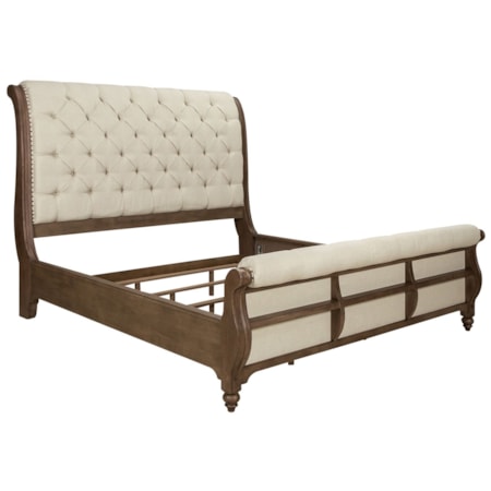 Upholstered King Sleigh Bed