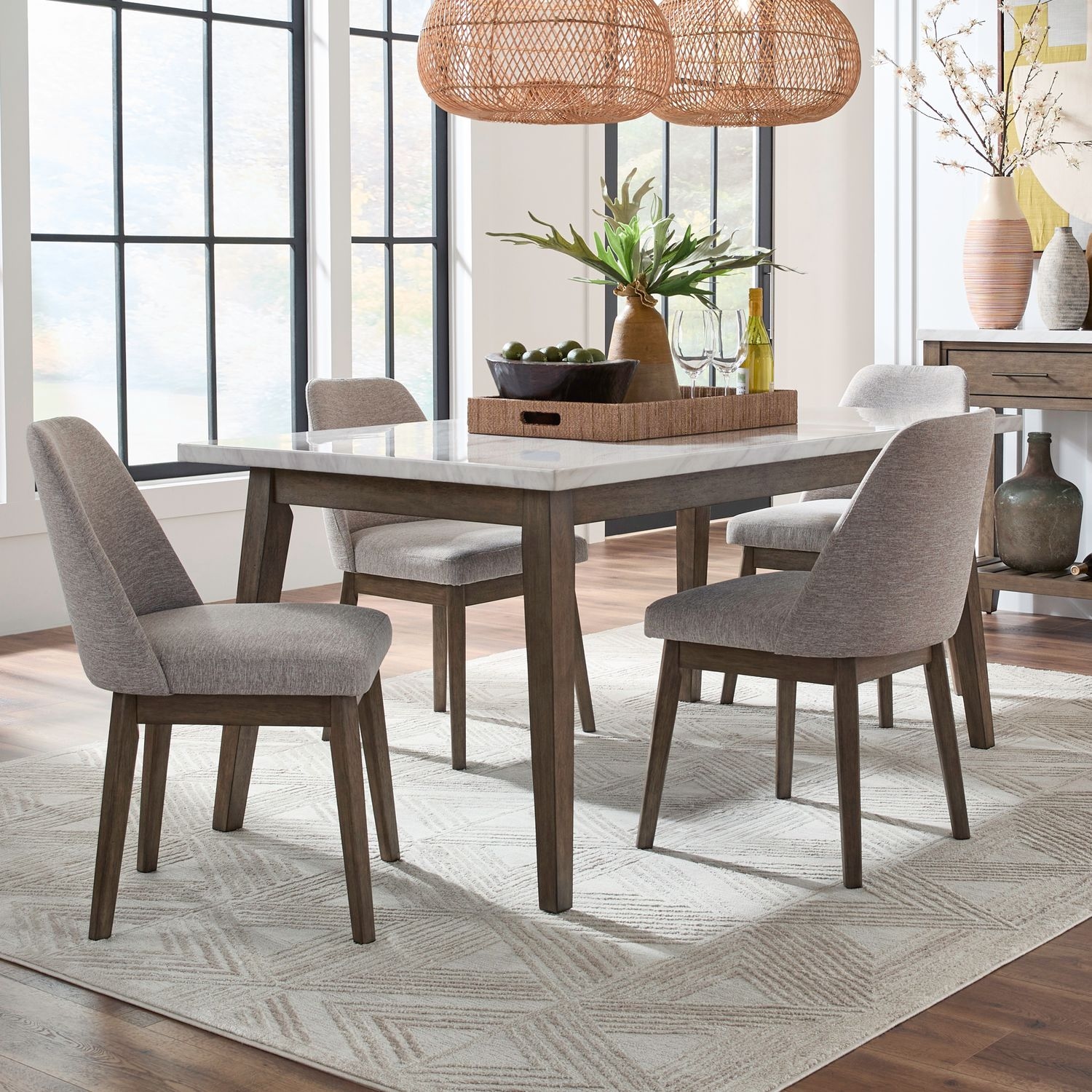 5-pc. Rectangular Dining Set w/Uph. Chairs