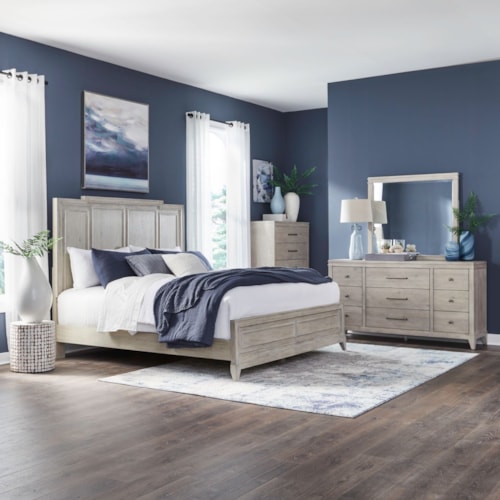 Transitional 4-Piece Queen Panel Bedroom Set