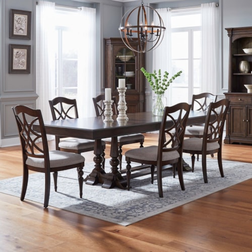 Transitional 7-Piece Trestle Dining Set