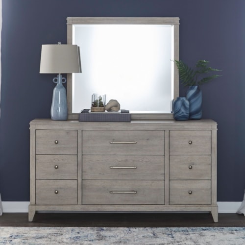 Transitional Dresser and Mirror Set