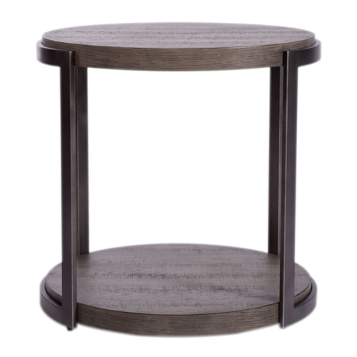 Contemporary Round End Table with Open Shelf Bottom